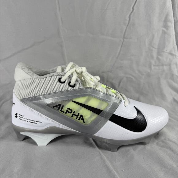 Nike Alpha Menace 4 Pro Football Shoes Mens 9 Cleats White Black New FD7037-100 main image 5